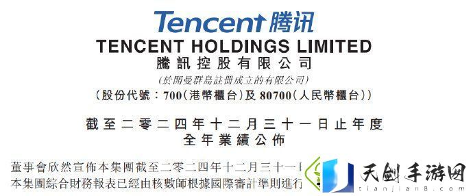 腾讯发布2024年度财报：全年游戏收入共计1977亿元