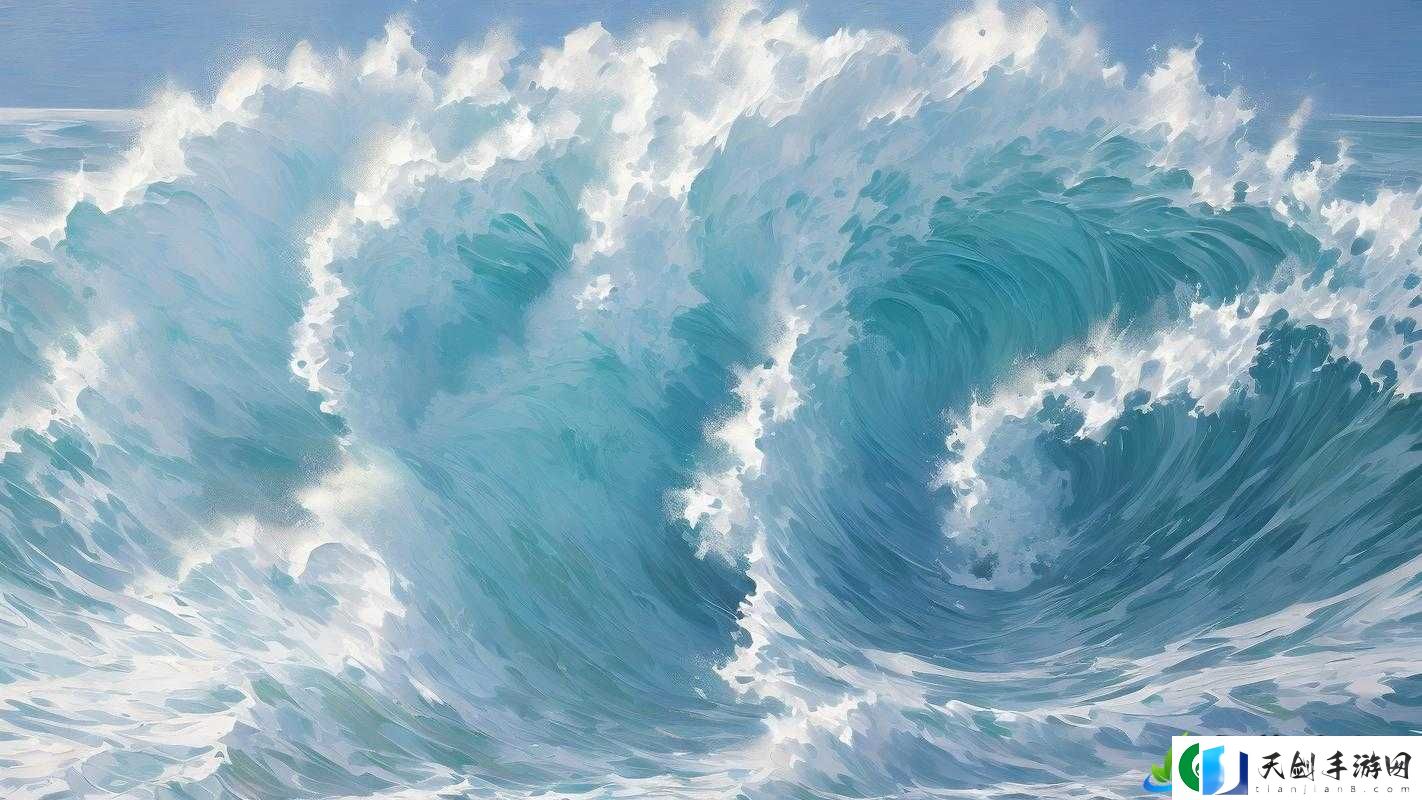 浪花一阵接一阵地涌了过来：带来大海的澎湃与激情