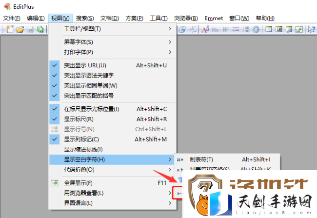 Editplus怎么显示空白字符